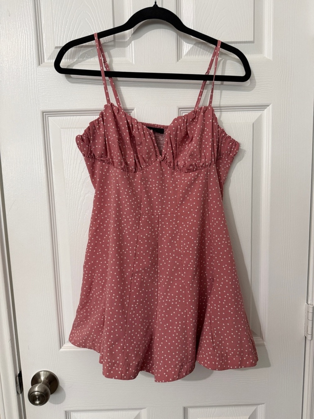 Polka Dot Pink Spaghetti-Strap Romper